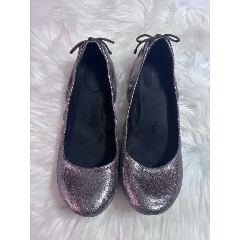 Metallic Charcoal Ballet Flat with Back Tie